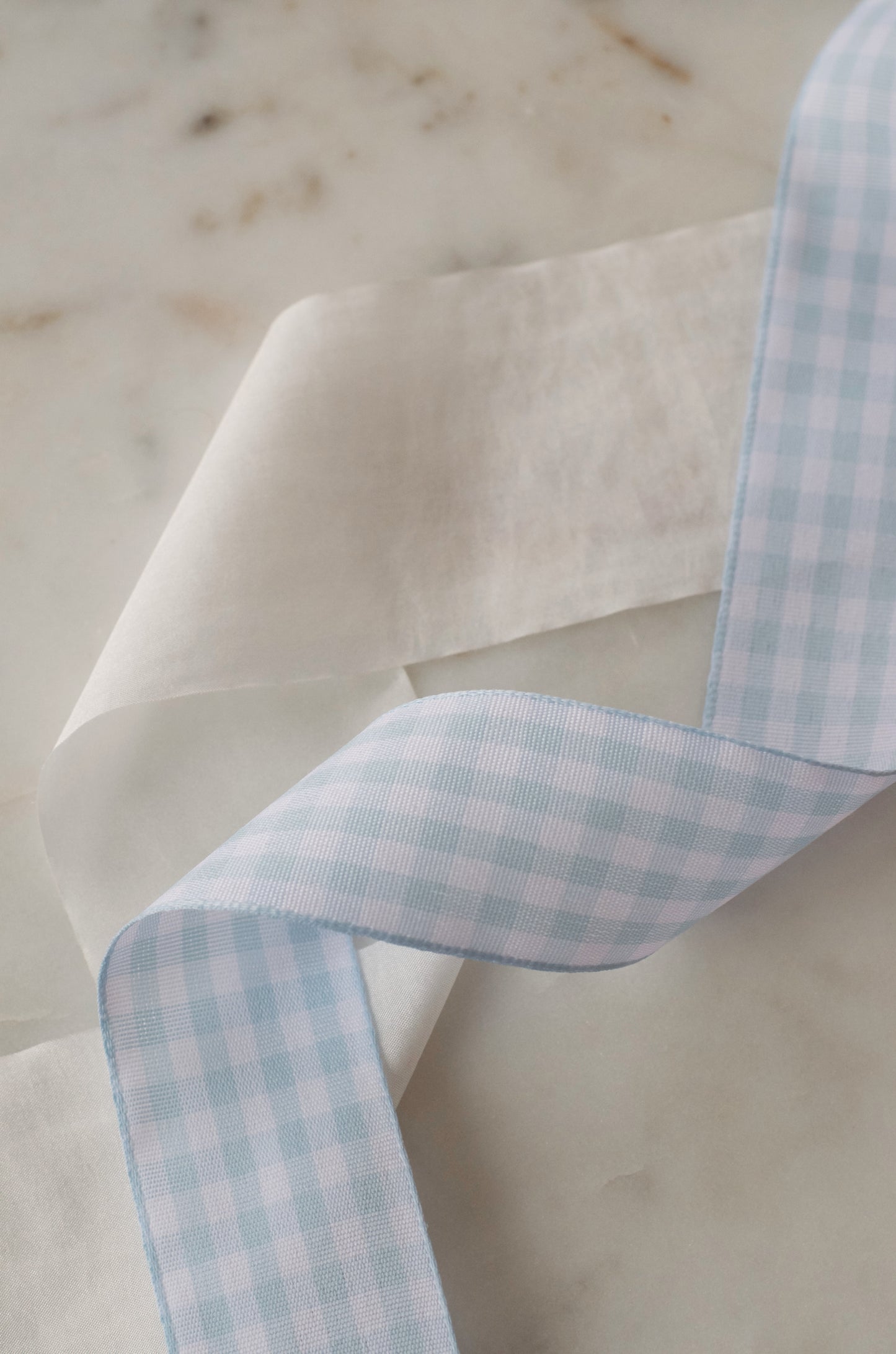 Double Bow Kit - Light Blue Gingham & Ivory Faux Silk