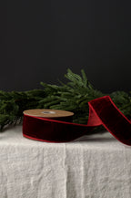 2.5"  Premium Wired Burgundy Velvet Ribbon - 10 yards