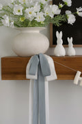 Double Bow Kit - Blue Linen & Ivory Faux Silk