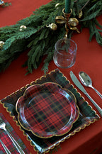 Green Plaid Scalloped Paper Plate (8 pack)