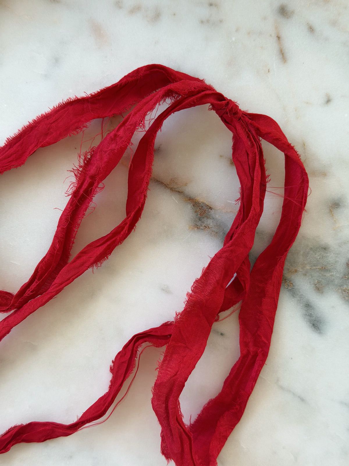 Red Torn Silk Ribbon (70 Yards)