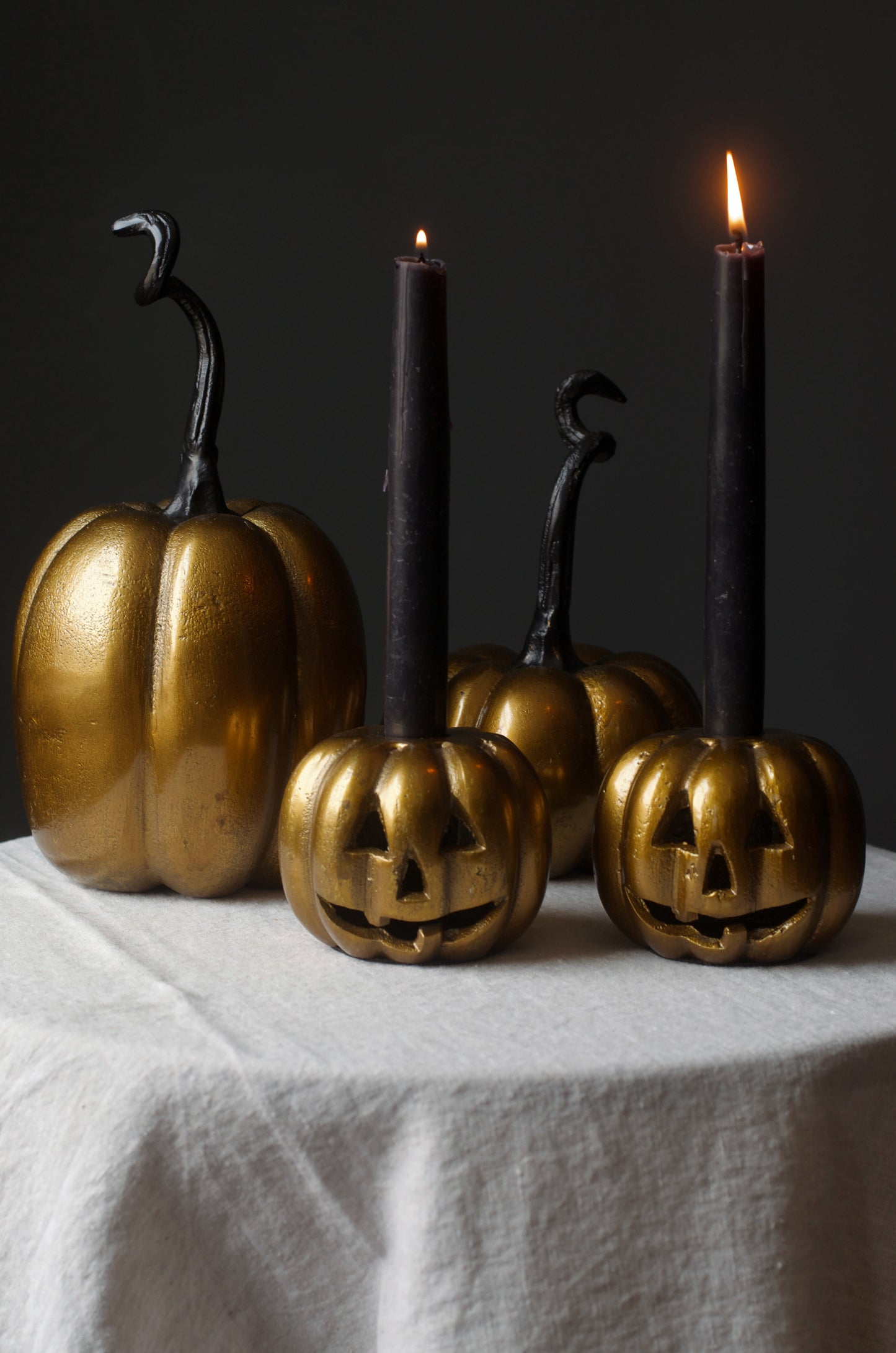 Brass Carved Pumpkin Candle Holder