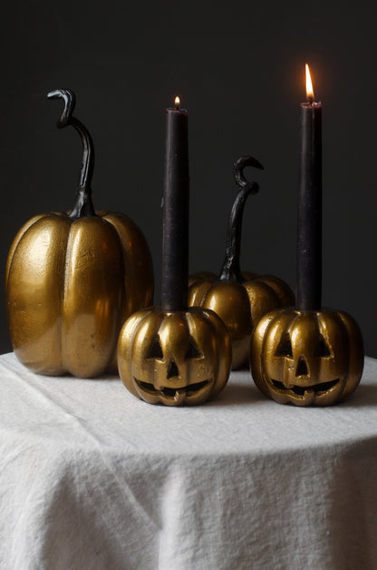 Brass Carved Pumpkin Candle Holder
