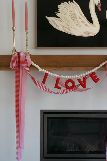 Mini Hearts Felt Ball Garland - White