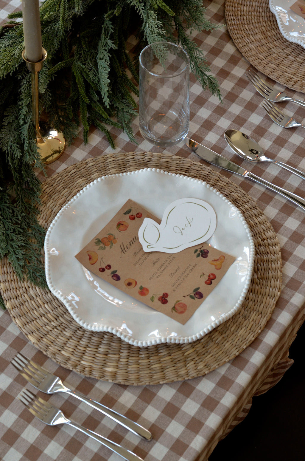 Chestnut Ruffle Gingham Tablecloth