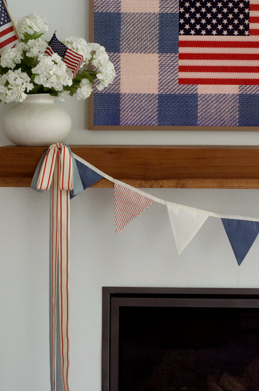 Blue and Red Striped Pennant Garland