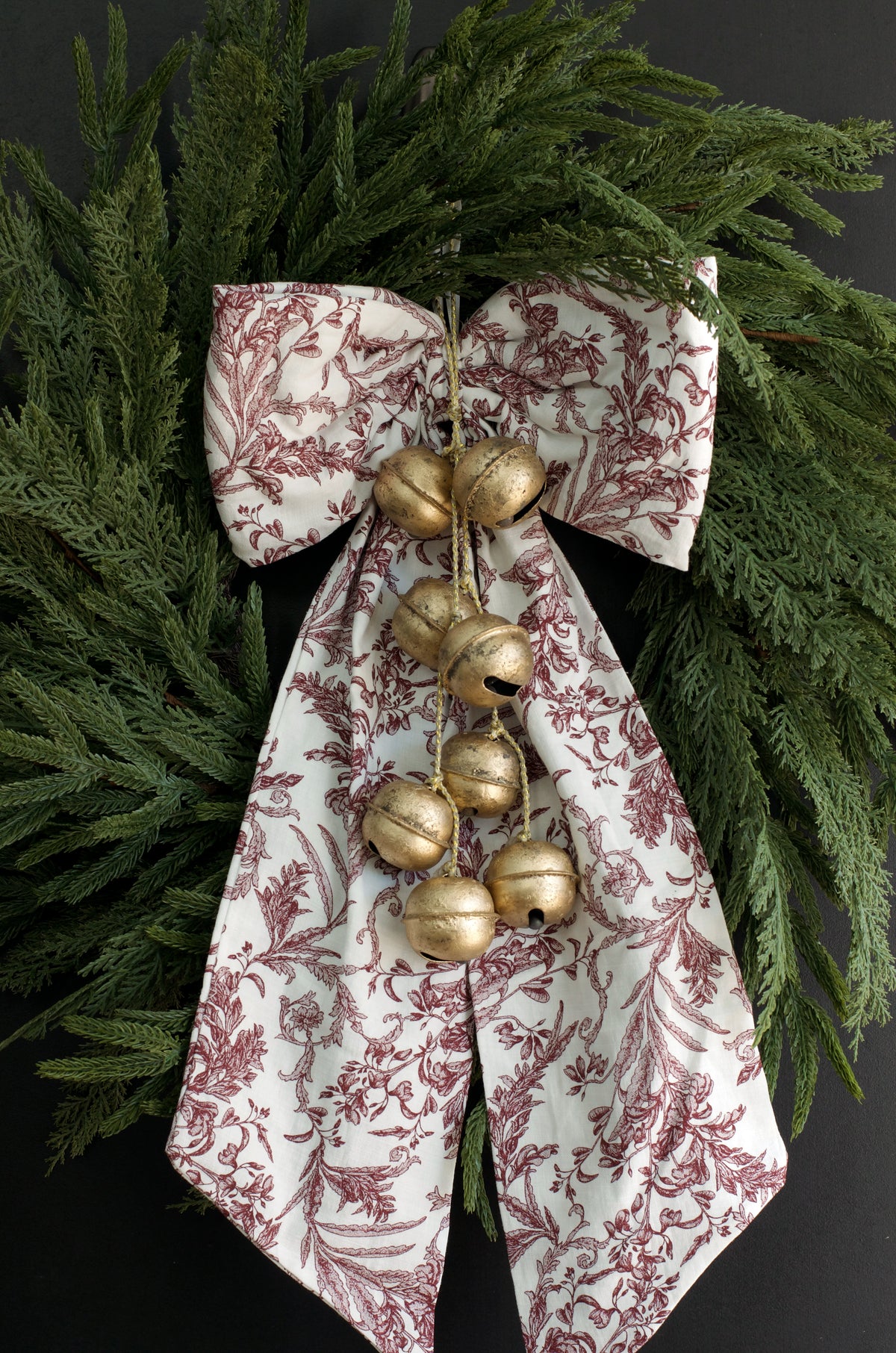 Large Burgundy Toile Bow