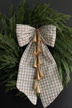Large Beige Gingham Bow
