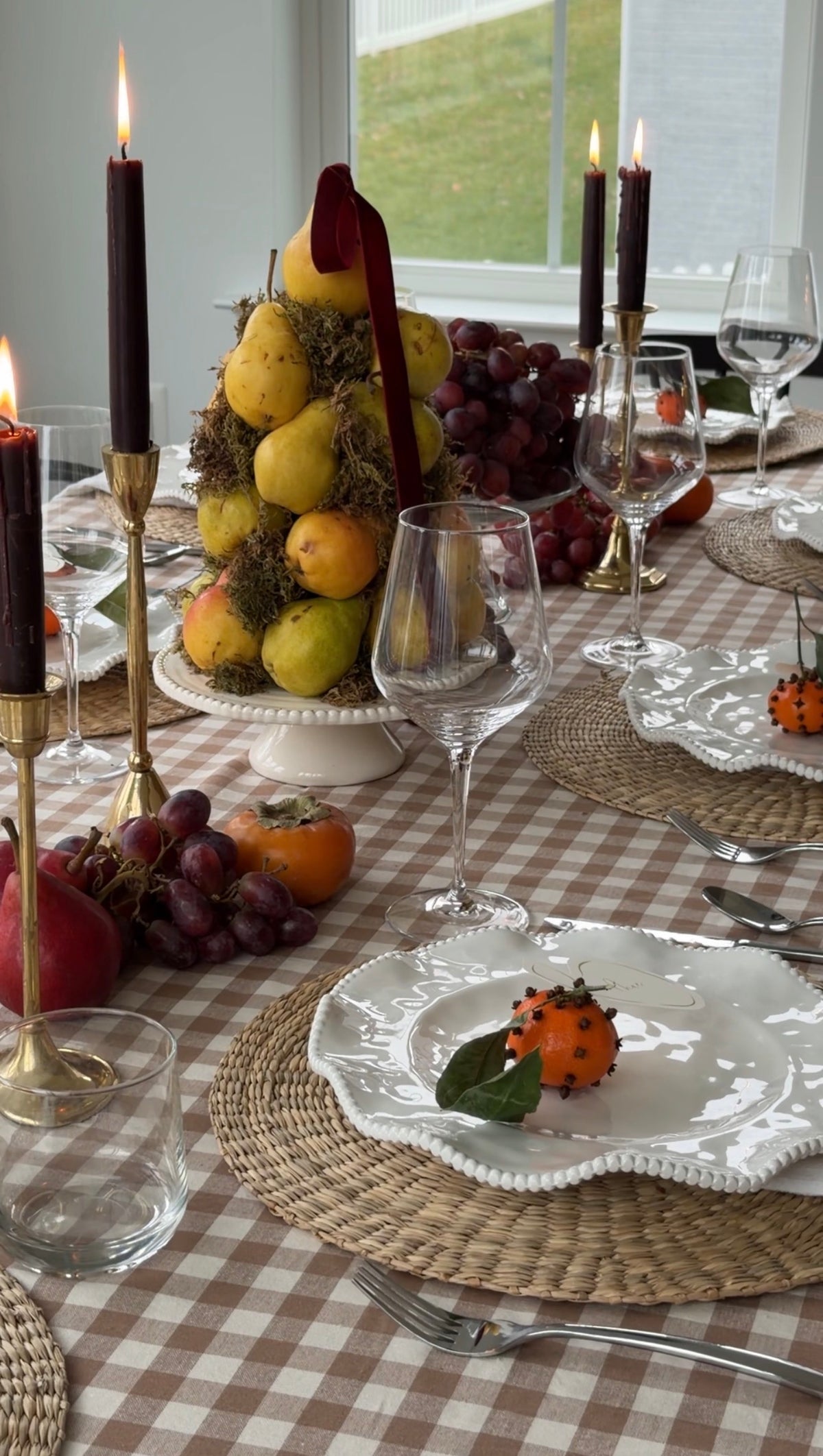 Chestnut Ruffle Gingham Tablecloth