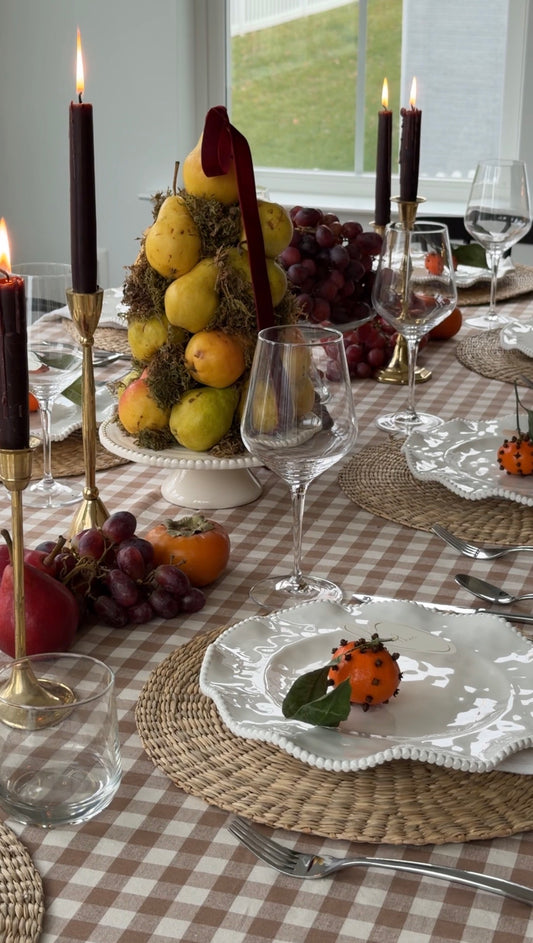 Chestnut Ruffle Gingham Tablecloth