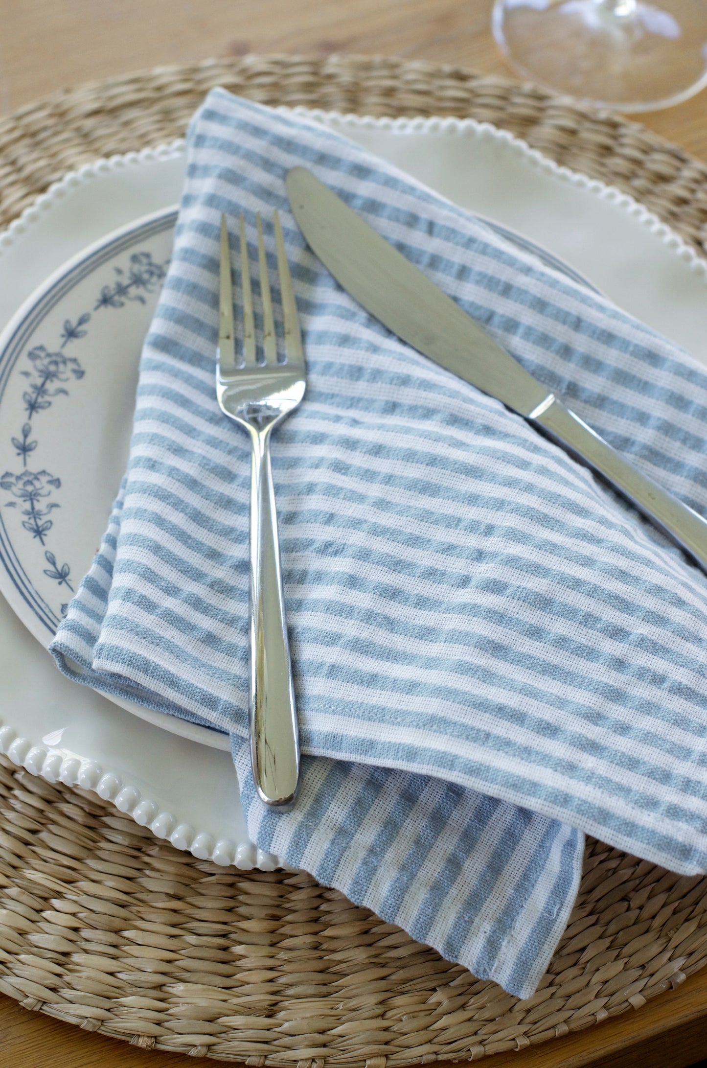 Blue Seersucker Napkin (Pack of 4)