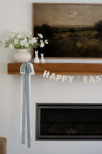 Double Bow Kit - Blue Linen & Ivory Faux Silk