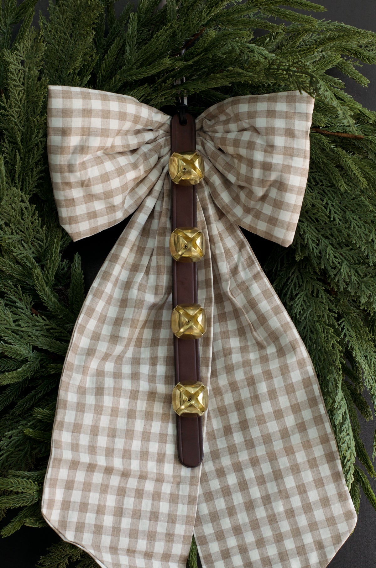 Large Beige Gingham Bow