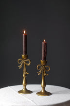 Brass Bow Candle Holder Pair
