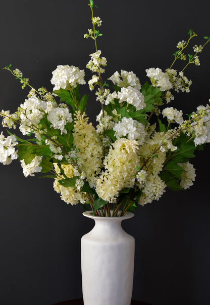 Real Touch White Viburnum Hydrangea Stems 33” (Set of 3)