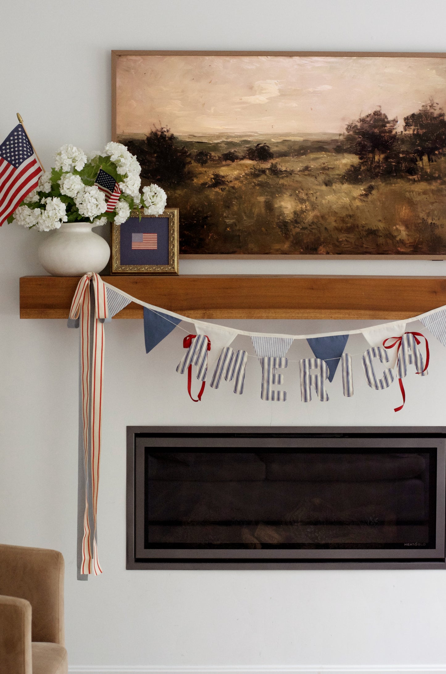 America Ticking Stripe Garland