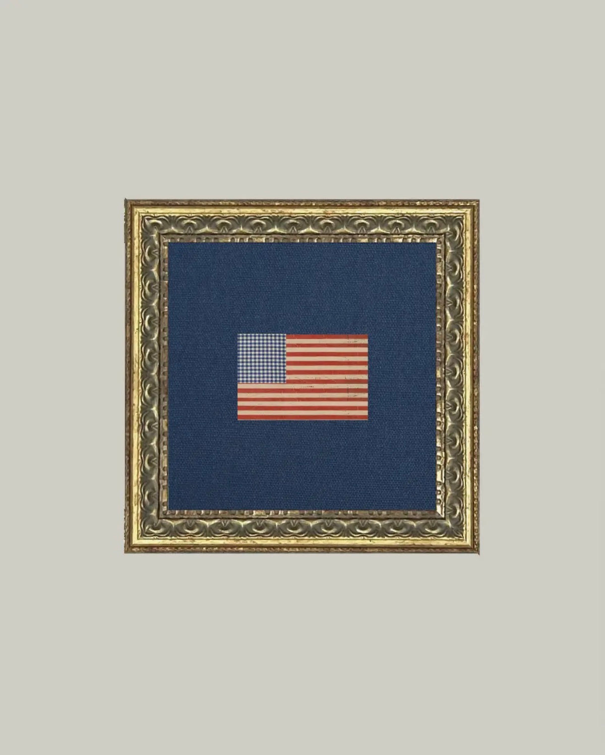 Gingham American Flag Framed Vintage Art - 2 Sizes