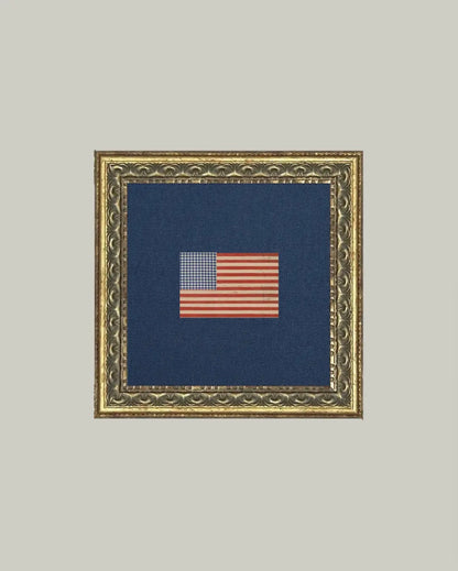 Gingham American Flag Framed Vintage Art - 9" x 9"