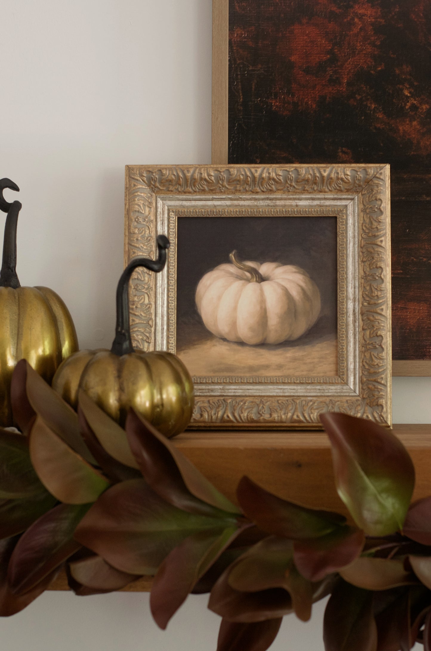 White Pumpkin Framed Art - 11" x 11"