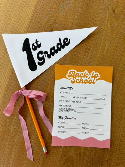 Back to School Grade Flags and Keepsake Questionnaire (Print at Home)