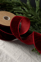 2.5"  Premium Wired Burgundy Velvet Ribbon - 10 yards