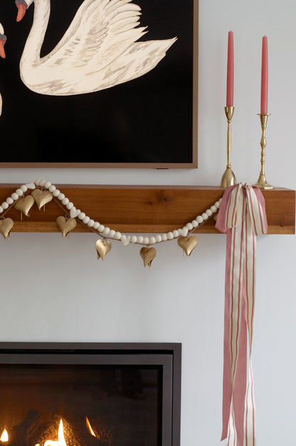 Mini Hearts Felt Ball Garland - White