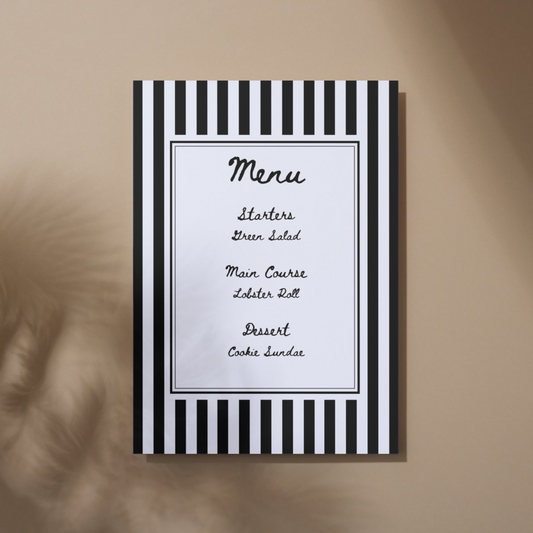 Cabana Stripe Menu Card (Printable Template)