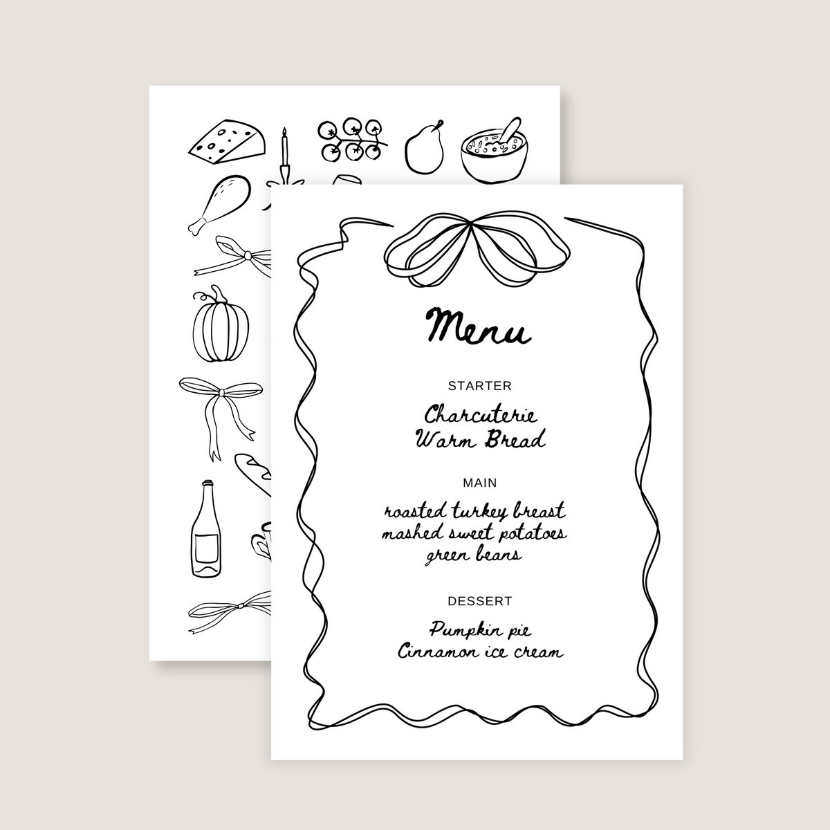 Autumn Bow Menu (Printable Template)