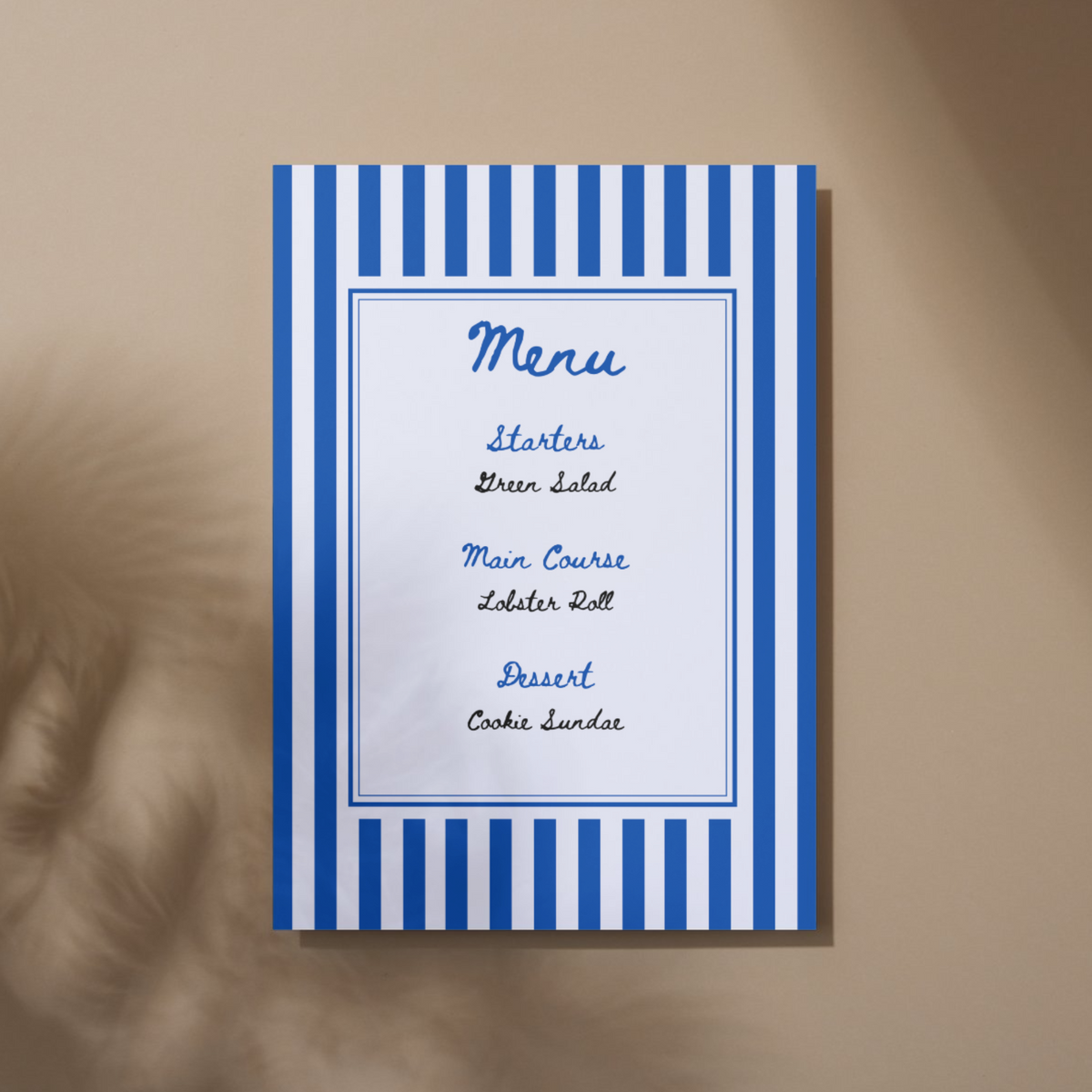 Cabana Stripe Menu Card (Printable Template)