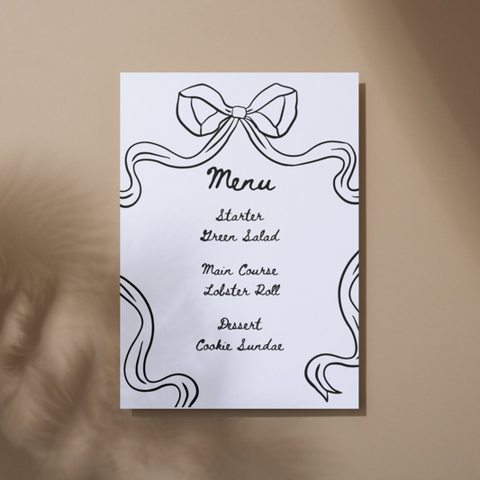 Whimsical Bow Menu Card (Printable Template)