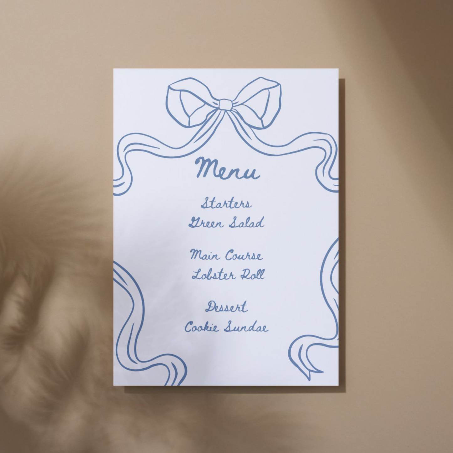 Whimsical Bow Menu Card (Printable Template)