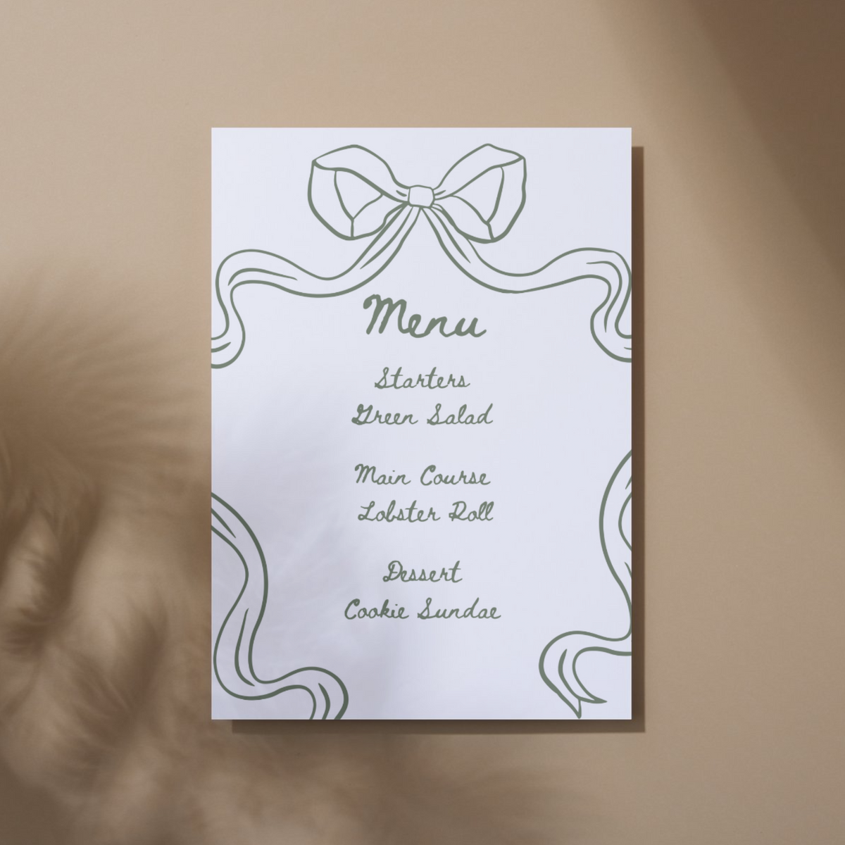 Whimsical Bow Menu Card (Printable Template)
