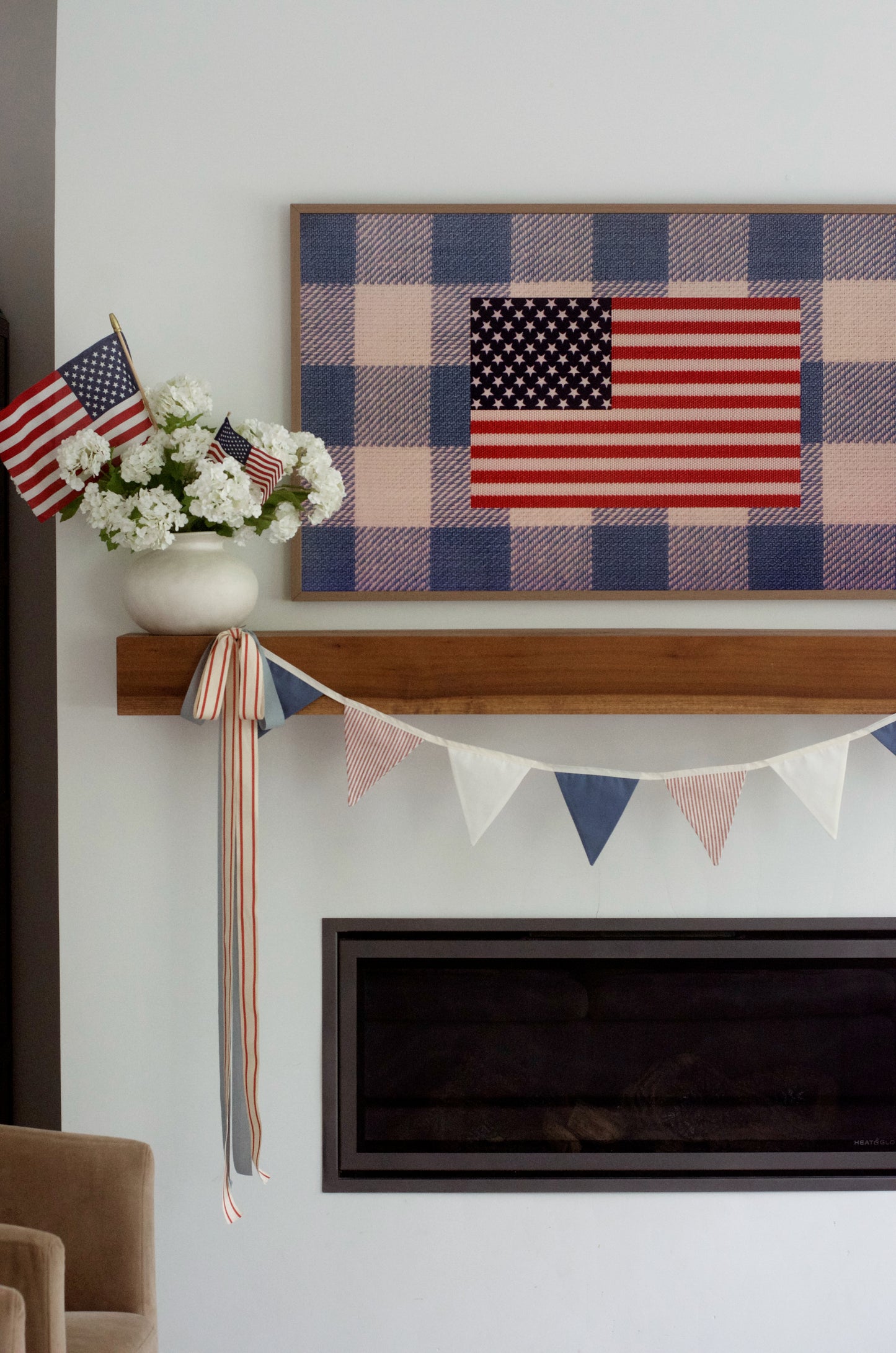 Blue and Red Striped Pennant Garland