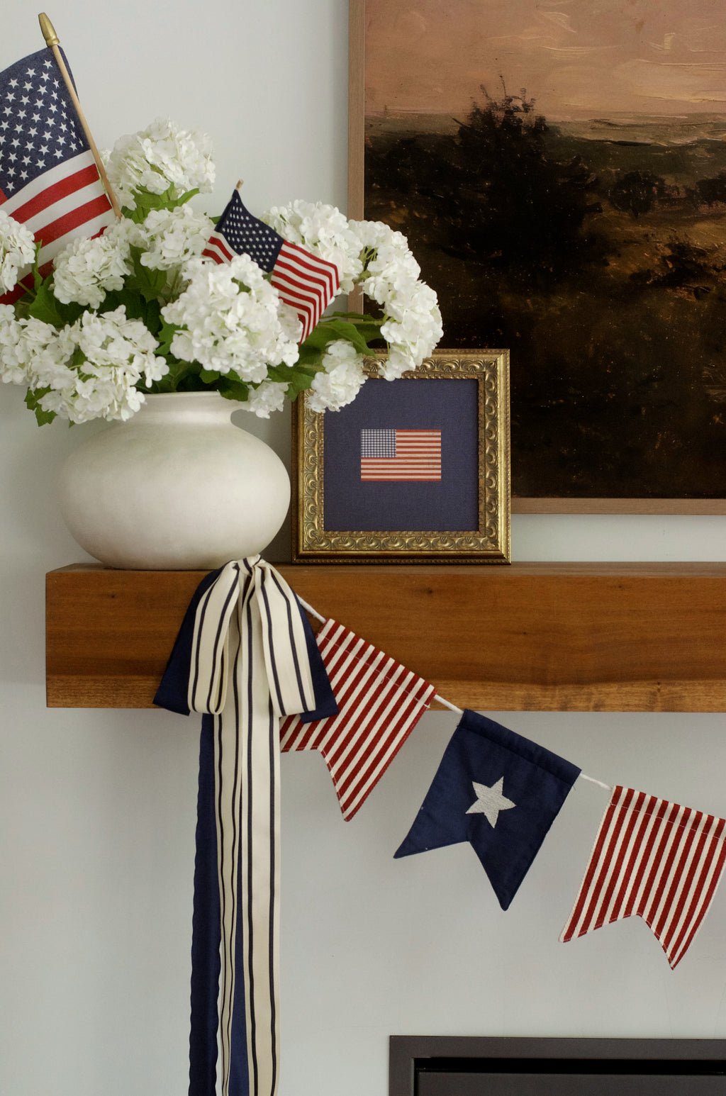 Gingham American Flag Framed Vintage Art - 2 Sizes