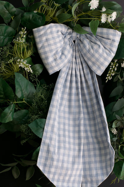 Large Baby Blue Gingham Bow