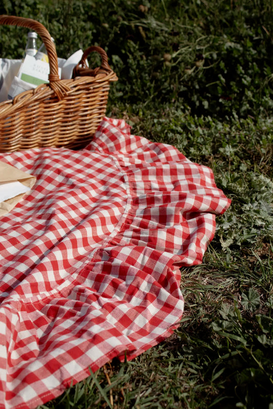 Red Ruffle Gingham Tablecloth