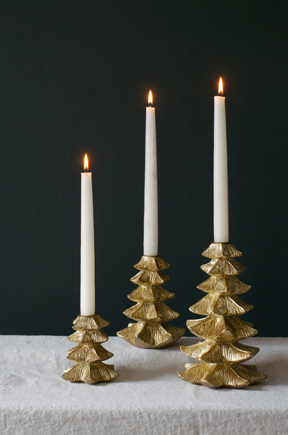 Gold Christmas Tree Candleholders (Set of 3)