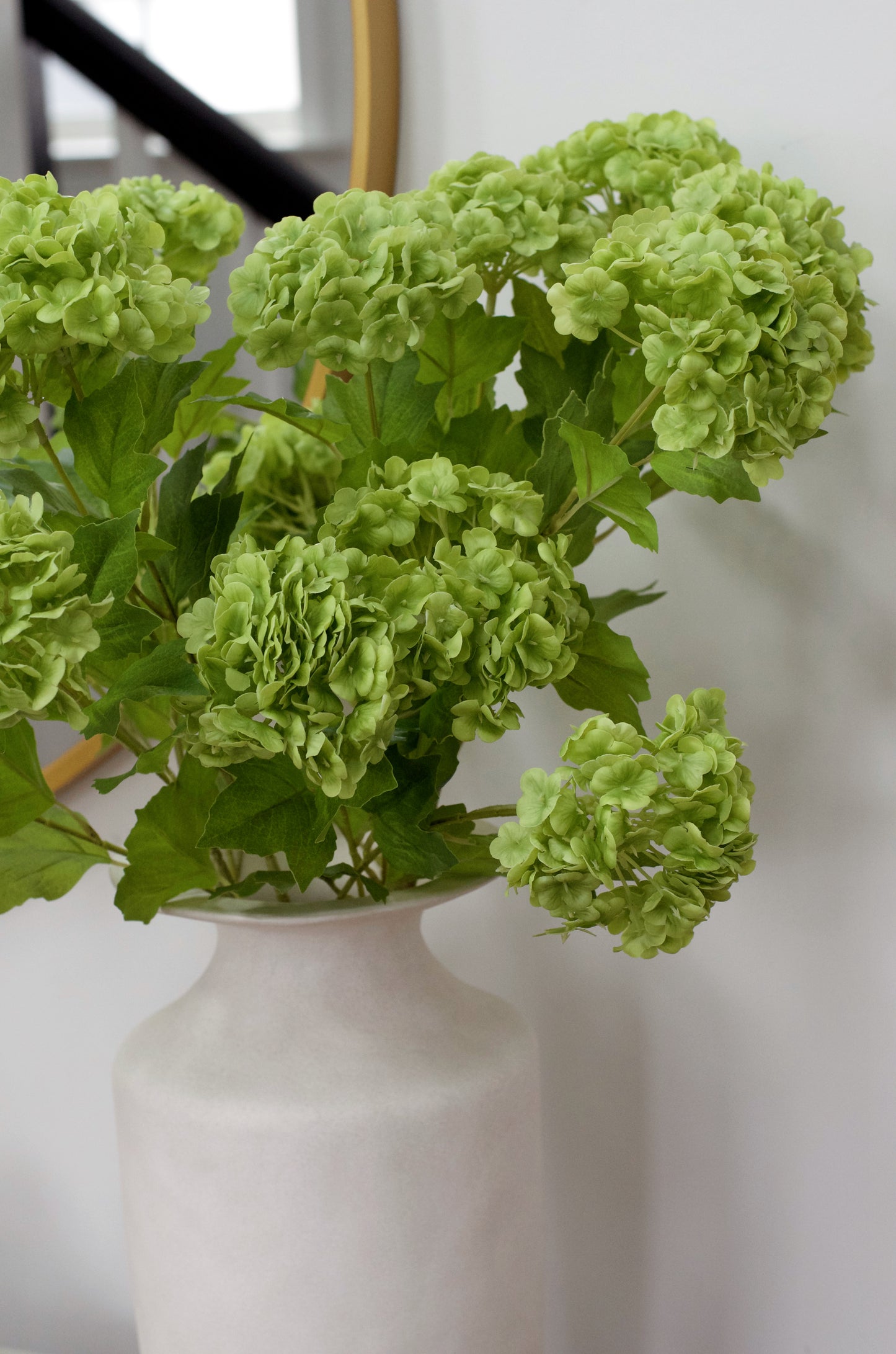 Real Touch Limelight Snowball Viburnum Hydrangea Stems 27” (Set of 3)