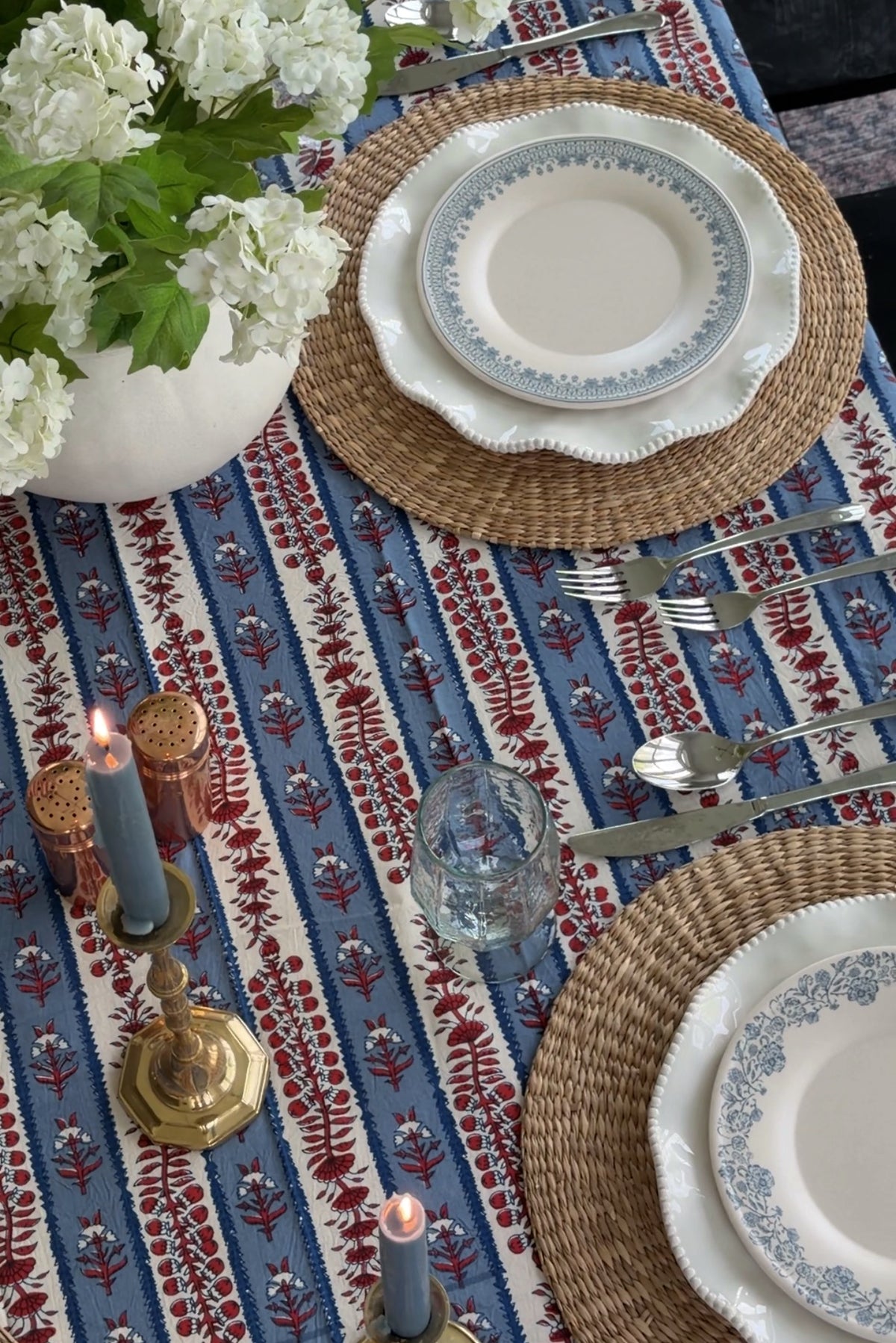 Americana Indigo & Poppy Tablecloth