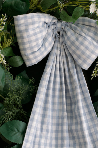 Large Baby Blue Gingham Bow
