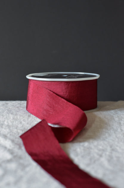 1.5" Burgundy Faux Silk Ribbon - 50 yards