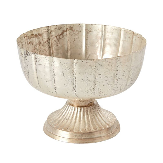 Distressed Champagne Metal Compote Bowl