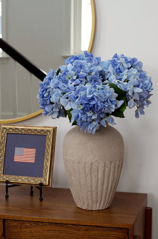 Real Touch Faux Blue Hydrangea Stem 19” (Set of 3 or 6)