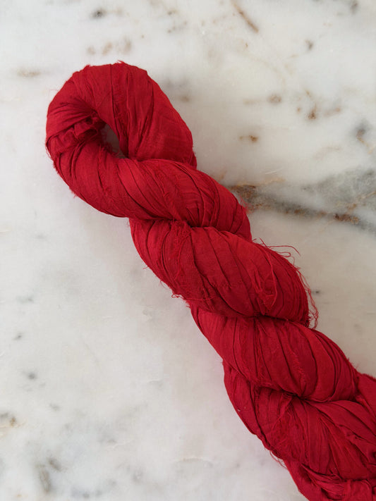 Red Torn Silk Ribbon (70 Yards)