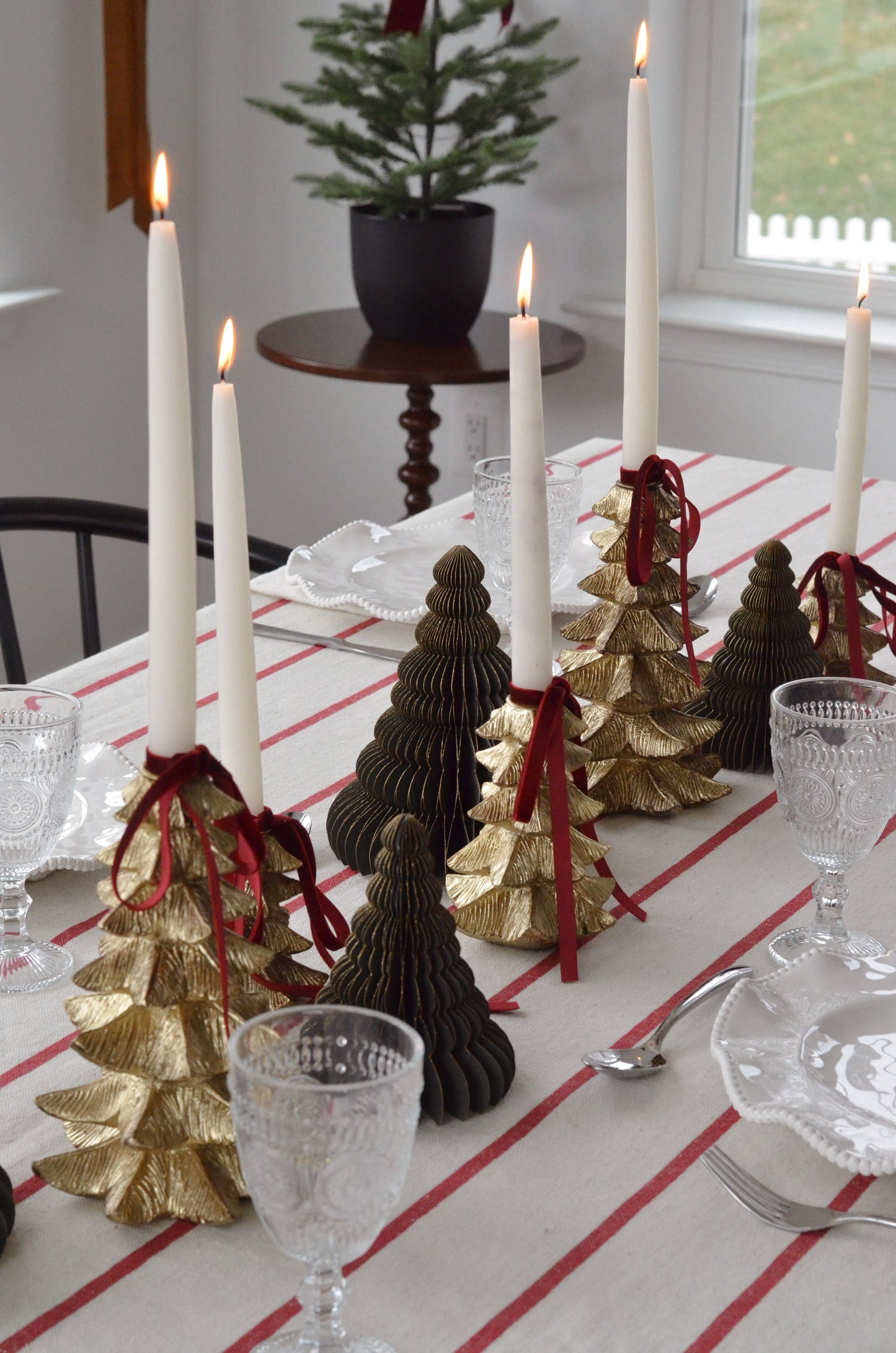 Gold Christmas Tree Candleholders (Set of 3)