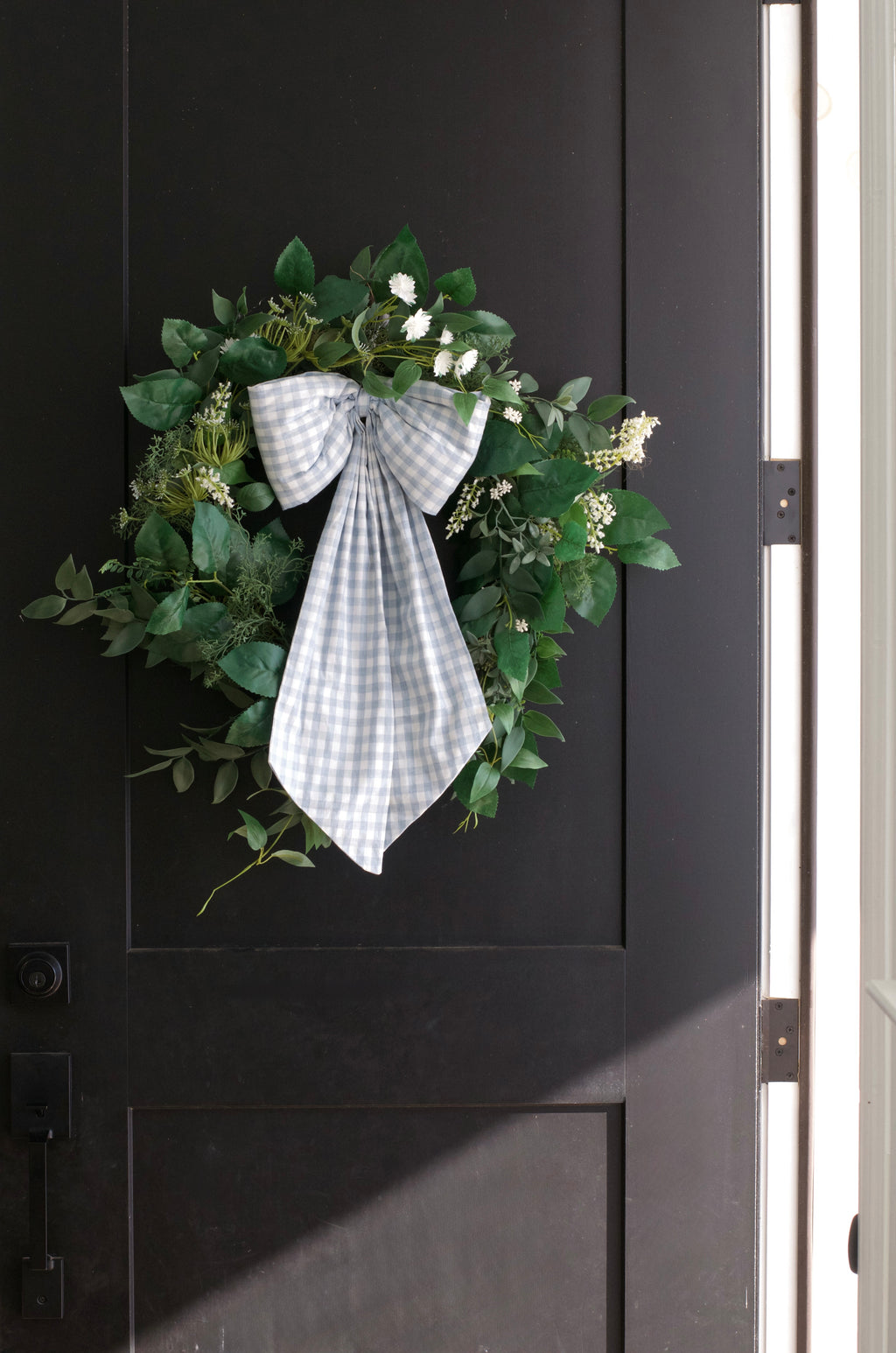 Large Baby Blue Gingham Bow