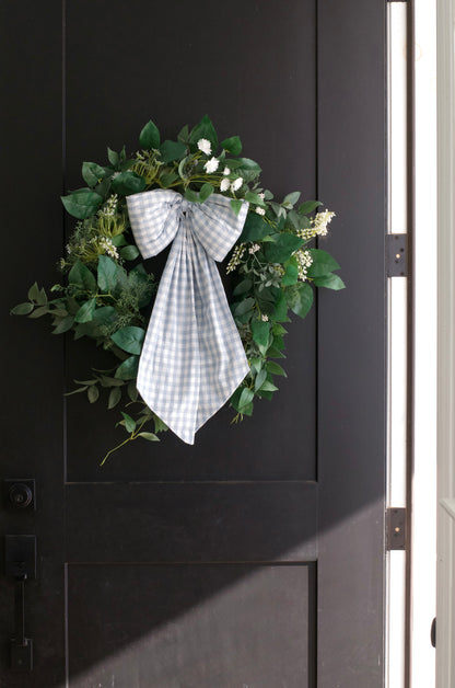 Large Baby Blue Gingham Bow