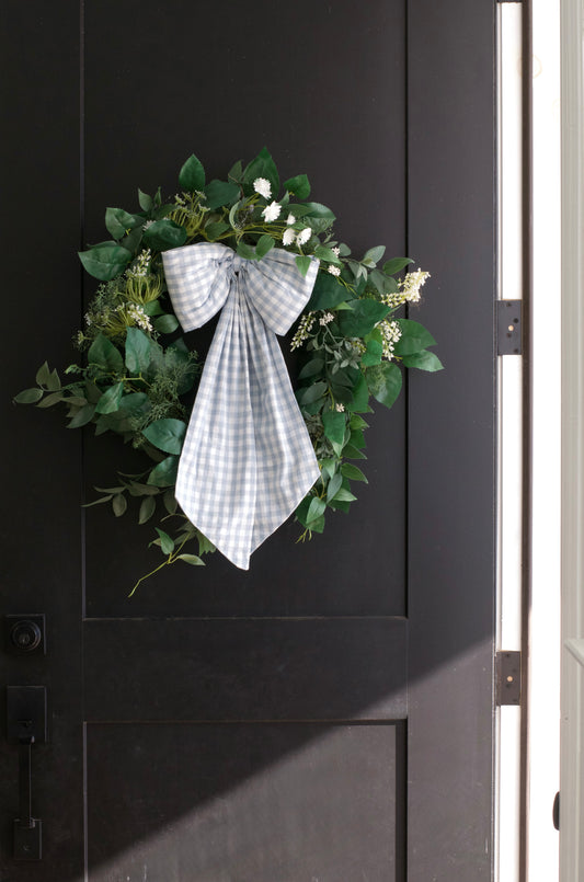 Large Baby Blue Gingham Bow