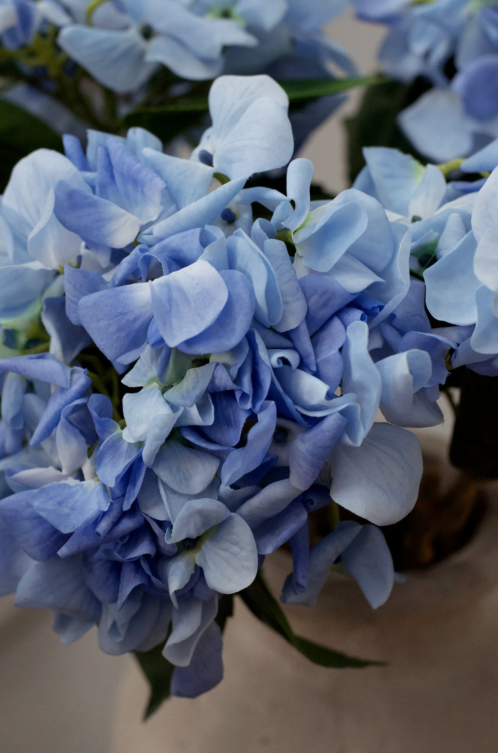 Real Touch Faux Blue Hydrangea Stem 19” (Set of 3 or 6)