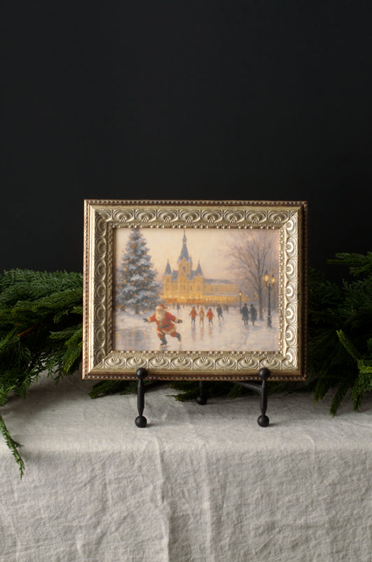 Skating Santa Vintage Art - 10" x 8"